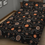 White And Orange Aboriginal Art Print Quilt Bed Set