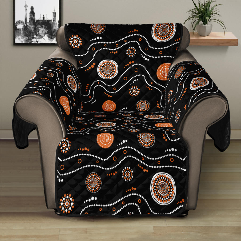 White And Orange Aboriginal Art Print Recliner Protector