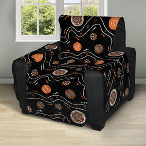 White And Orange Aboriginal Art Print Recliner Protector