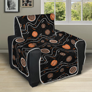 White And Orange Aboriginal Art Print Recliner Protector