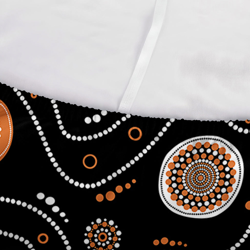 White And Orange Aboriginal Art Print Sofa Cover