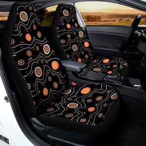 White And Orange Aboriginal Art Print Universal Fit Car Seat Covers