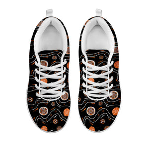 White And Orange Aboriginal Art Print White Sneakers