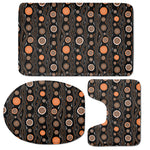 White And Orange Aboriginal Dot Print 3 Piece Bath Mat Set