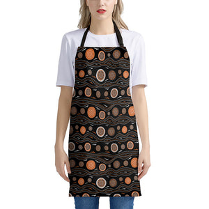 White And Orange Aboriginal Dot Print Apron