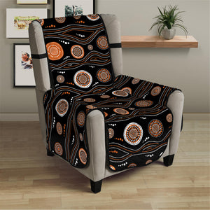 White And Orange Aboriginal Dot Print Armchair Protector