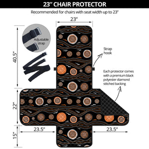 White And Orange Aboriginal Dot Print Armchair Protector