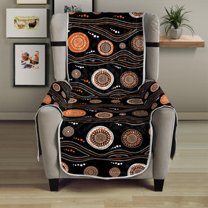 White And Orange Aboriginal Dot Print Armchair Protector