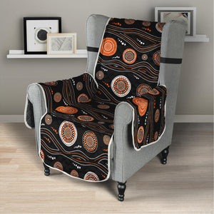 White And Orange Aboriginal Dot Print Armchair Protector