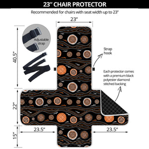 White And Orange Aboriginal Dot Print Armchair Protector