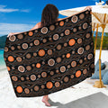 White And Orange Aboriginal Dot Print Beach Sarong Wrap