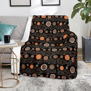 White And Orange Aboriginal Dot Print Blanket