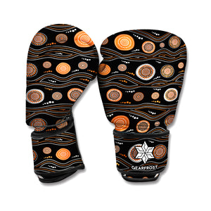 White And Orange Aboriginal Dot Print Boxing Gloves