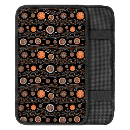 White And Orange Aboriginal Dot Print Car Center Console Cover