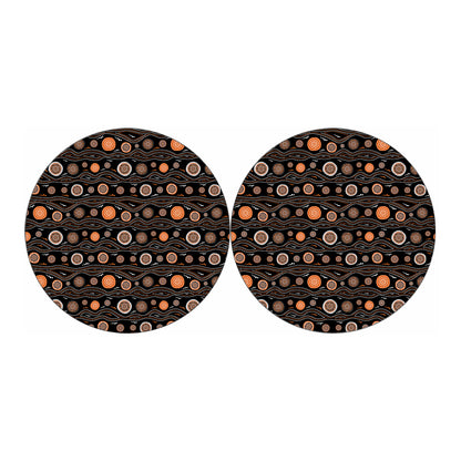 White And Orange Aboriginal Dot Print Car Coasters