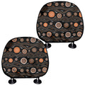 White And Orange Aboriginal Dot Print Car Headrest Covers