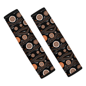 White And Orange Aboriginal Dot Print Car Seat Belt Covers