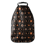 White And Orange Aboriginal Dot Print Car Seat Organizers