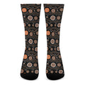 White And Orange Aboriginal Dot Print Crew Socks