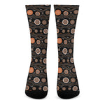 White And Orange Aboriginal Dot Print Crew Socks