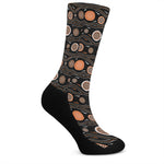 White And Orange Aboriginal Dot Print Crew Socks
