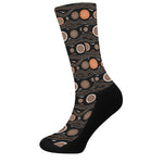 White And Orange Aboriginal Dot Print Crew Socks