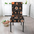 White And Orange Aboriginal Dot Print Dining Chair Slipcover