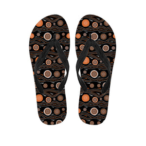 White And Orange Aboriginal Dot Print Flip Flops