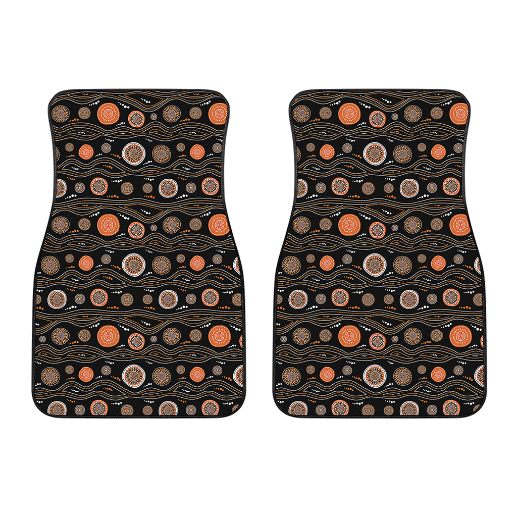 White And Orange Aboriginal Dot Print Front Car Floor Mats