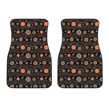 White And Orange Aboriginal Dot Print Front Car Floor Mats