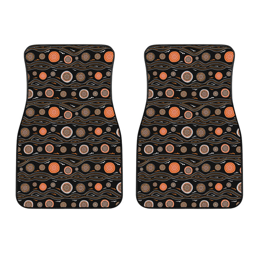White And Orange Aboriginal Dot Print Front Car Floor Mats