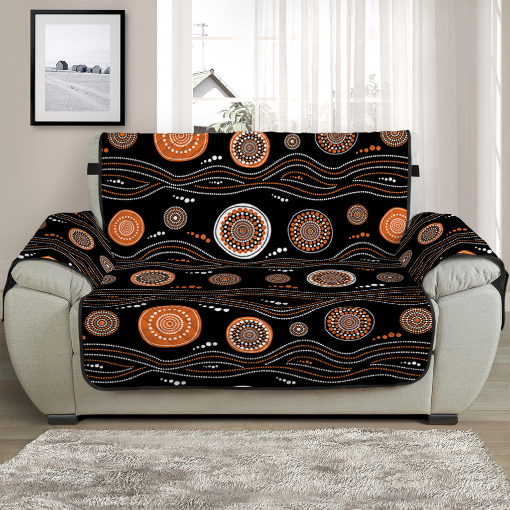 White And Orange Aboriginal Dot Print Half Sofa Protector