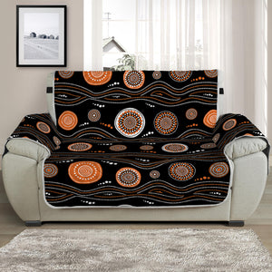 White And Orange Aboriginal Dot Print Half Sofa Protector