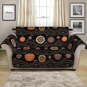 White And Orange Aboriginal Dot Print Loveseat Protector