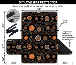 White And Orange Aboriginal Dot Print Loveseat Protector