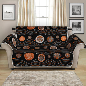 White And Orange Aboriginal Dot Print Loveseat Protector