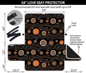 White And Orange Aboriginal Dot Print Loveseat Protector