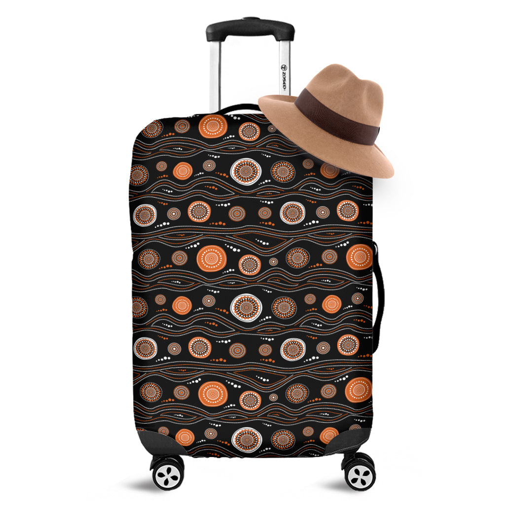 White And Orange Aboriginal Dot Print Luggage Cover