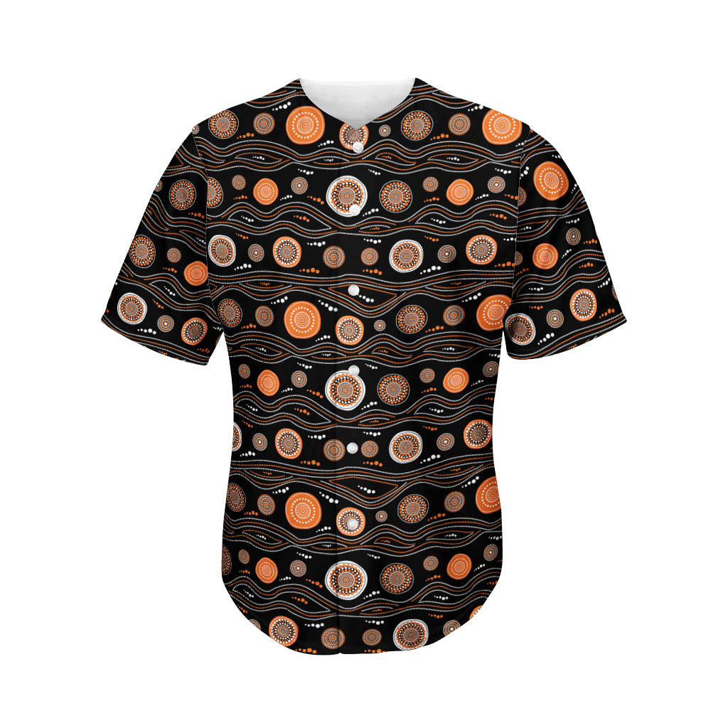 White And Orange Aboriginal Dot Print Men's Baseball Jersey