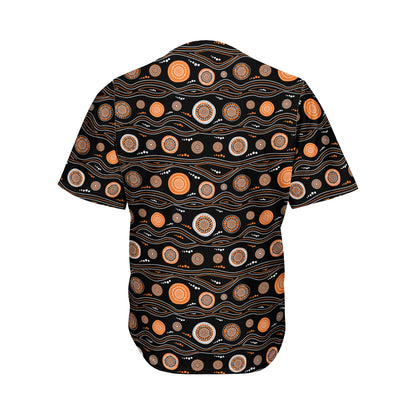 White And Orange Aboriginal Dot Print Men's Baseball Jersey