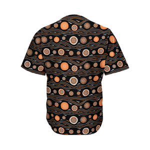 White And Orange Aboriginal Dot Print Men's Baseball Jersey