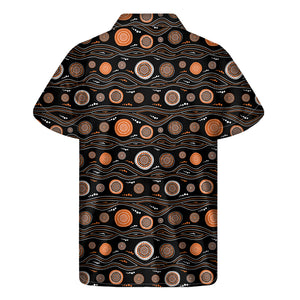 White And Orange Aboriginal Dot Print Men's Short Sleeve Shirt