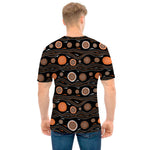 White And Orange Aboriginal Dot Print Men's T-Shirt