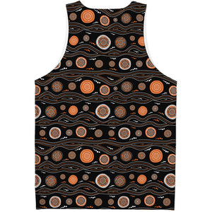 White And Orange Aboriginal Dot Print Men's Tank Top