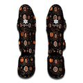 White And Orange Aboriginal Dot Print Muay Thai Shin Guards
