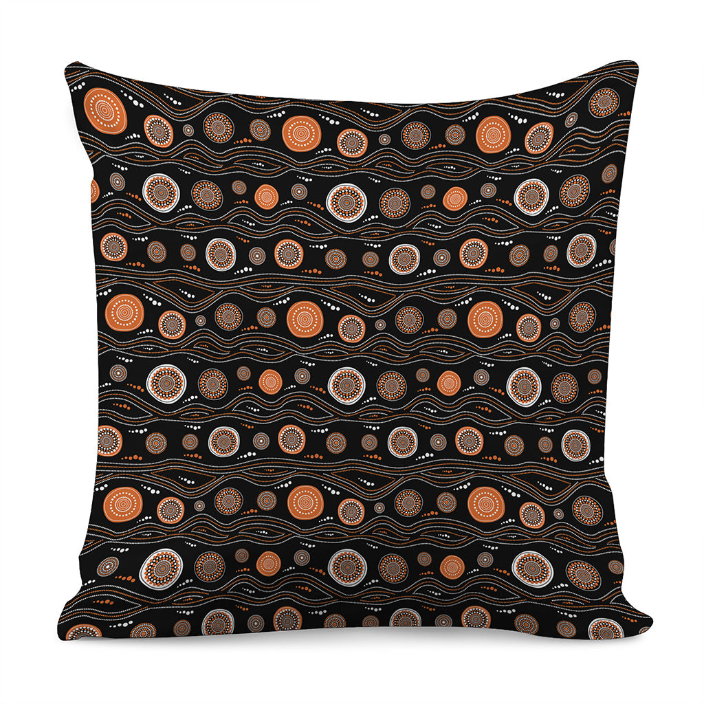 White And Orange Aboriginal Dot Print Pillow Cover