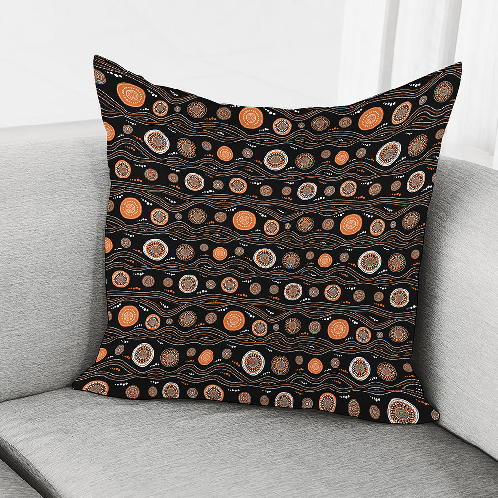 White And Orange Aboriginal Dot Print Pillow Cover