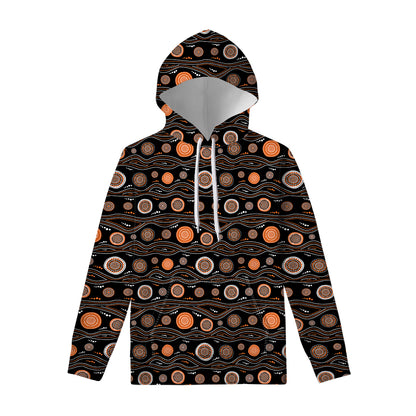 White And Orange Aboriginal Dot Print Pullover Hoodie