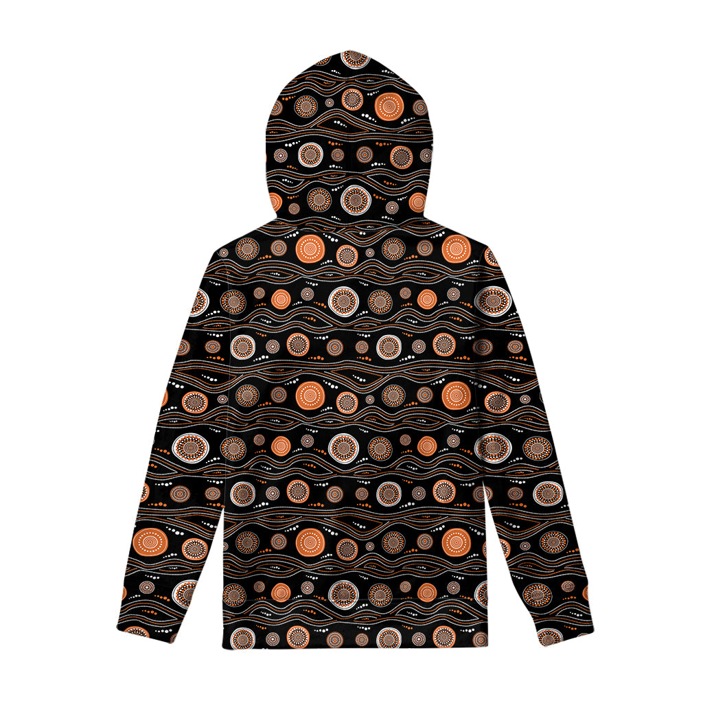 White And Orange Aboriginal Dot Print Pullover Hoodie