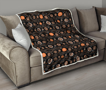White And Orange Aboriginal Dot Print Quilt